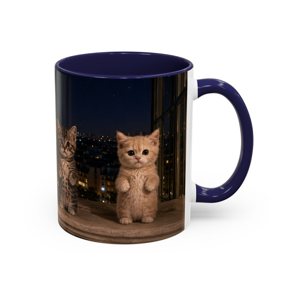Paris Kittens Coffee Mug — Cute Cat Nightscape Accent Mug (11/15 oz)