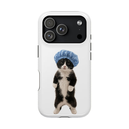 Cute Cat in Shower Cap Magnetic Impact-Resistant Phone Case