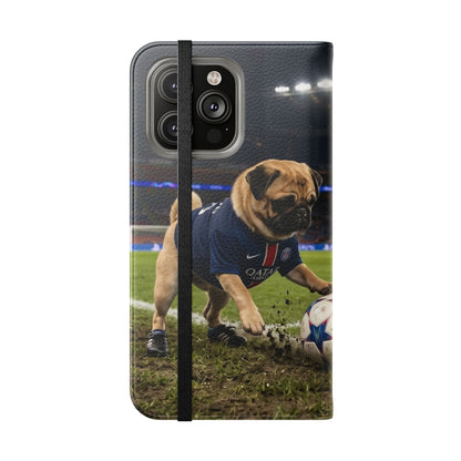 Flip Phone Case — Cute Soccer Pugs Design Wallet Cover