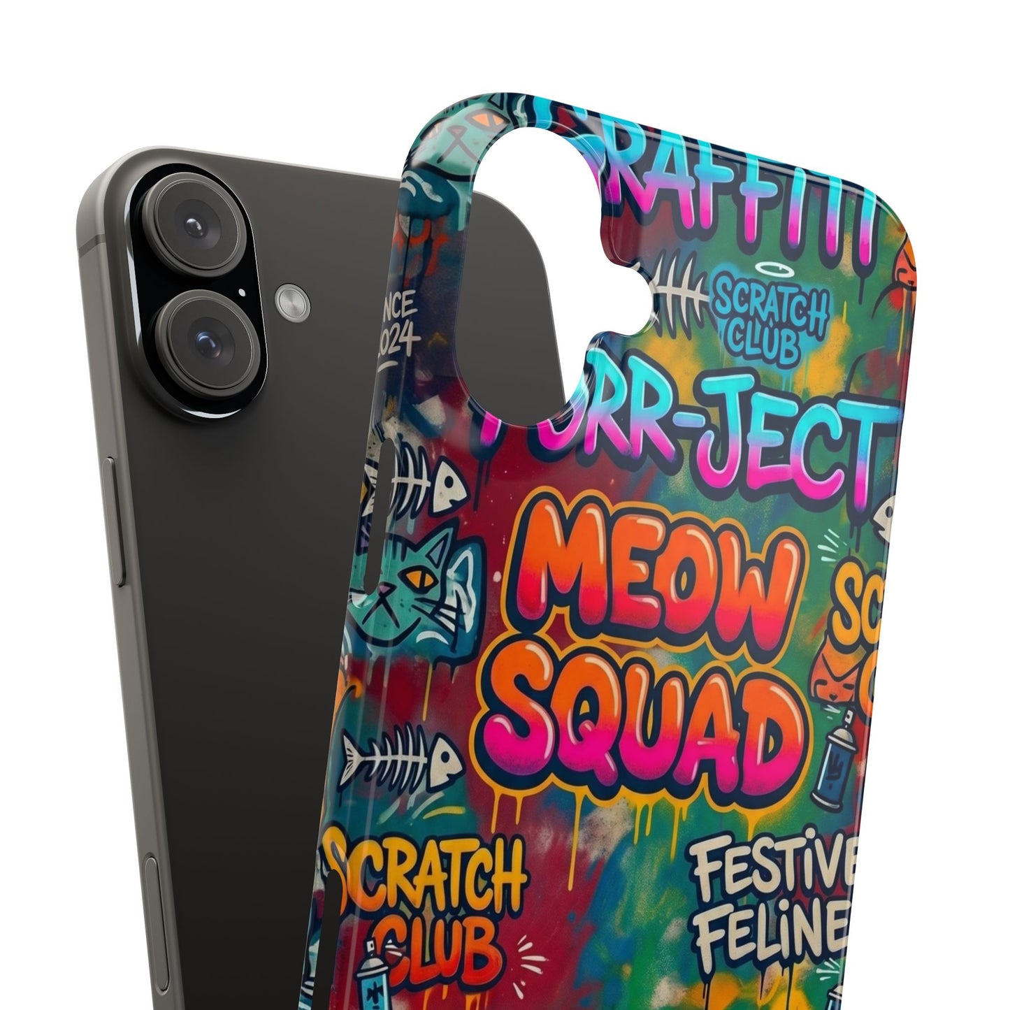 Meow Squad Graffiti Phone Case — Colorful Cat Crew Slim Case
