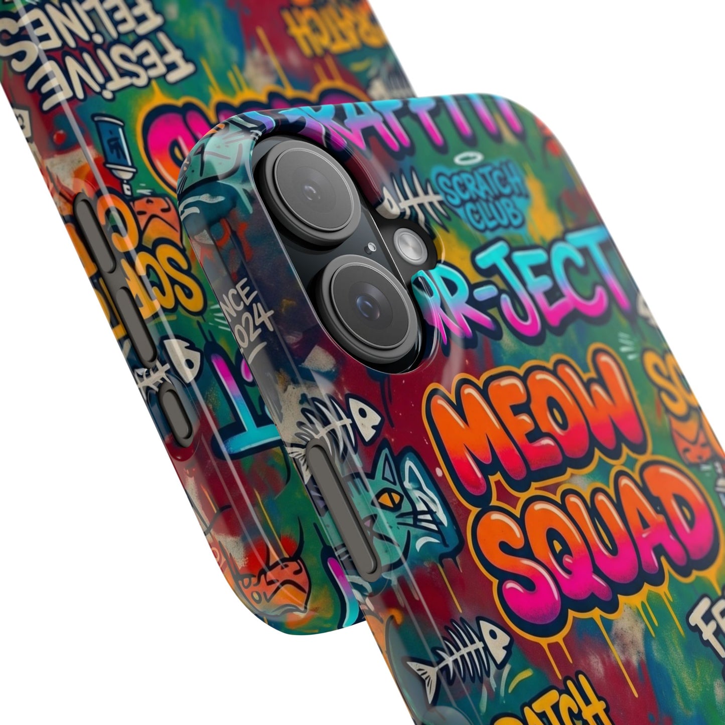 Meow Squad Graffiti Phone Case — Colorful Cat Crew Slim Case