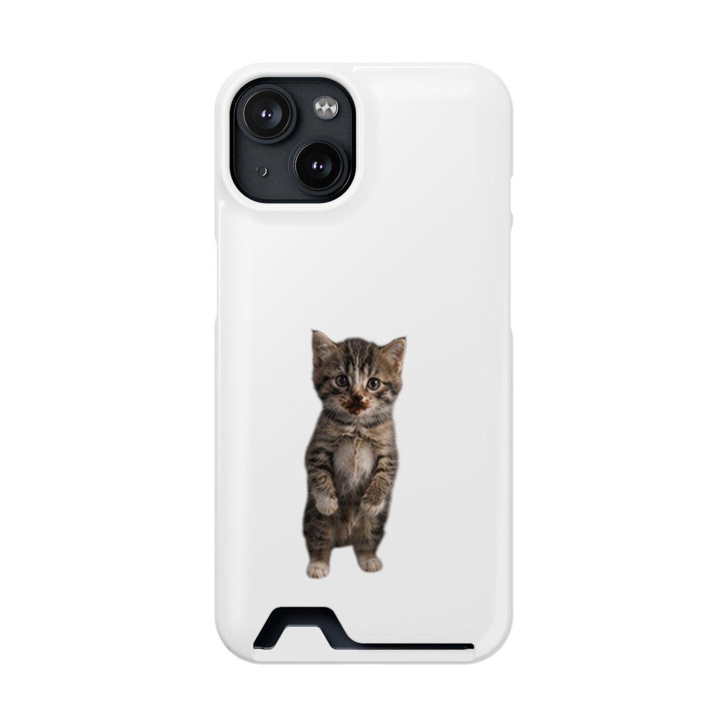 Cute Standing Kitten Phone Case with Card Holder