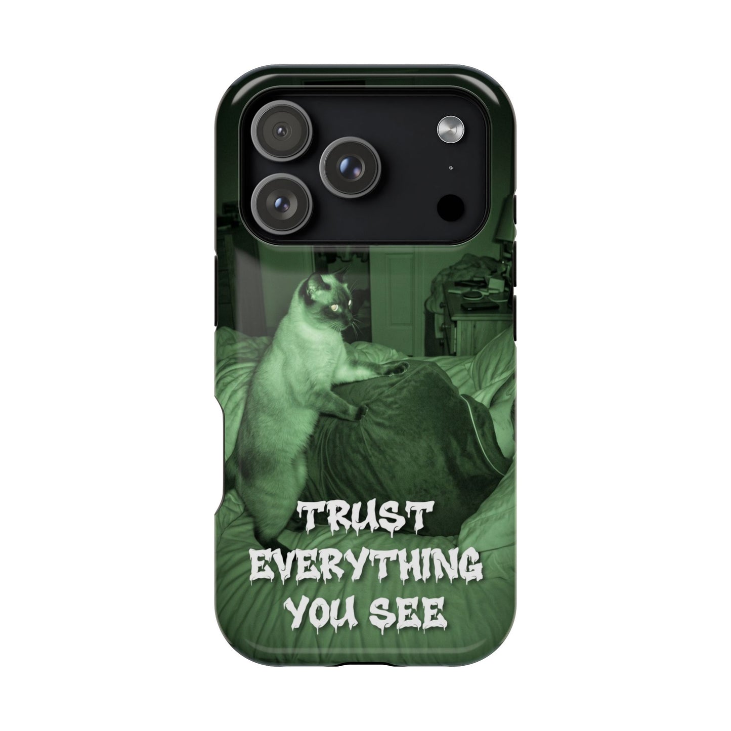 Phone Case 'Trust Everything You See' Green Dog Photo Magnetic Impact-Resistant Case