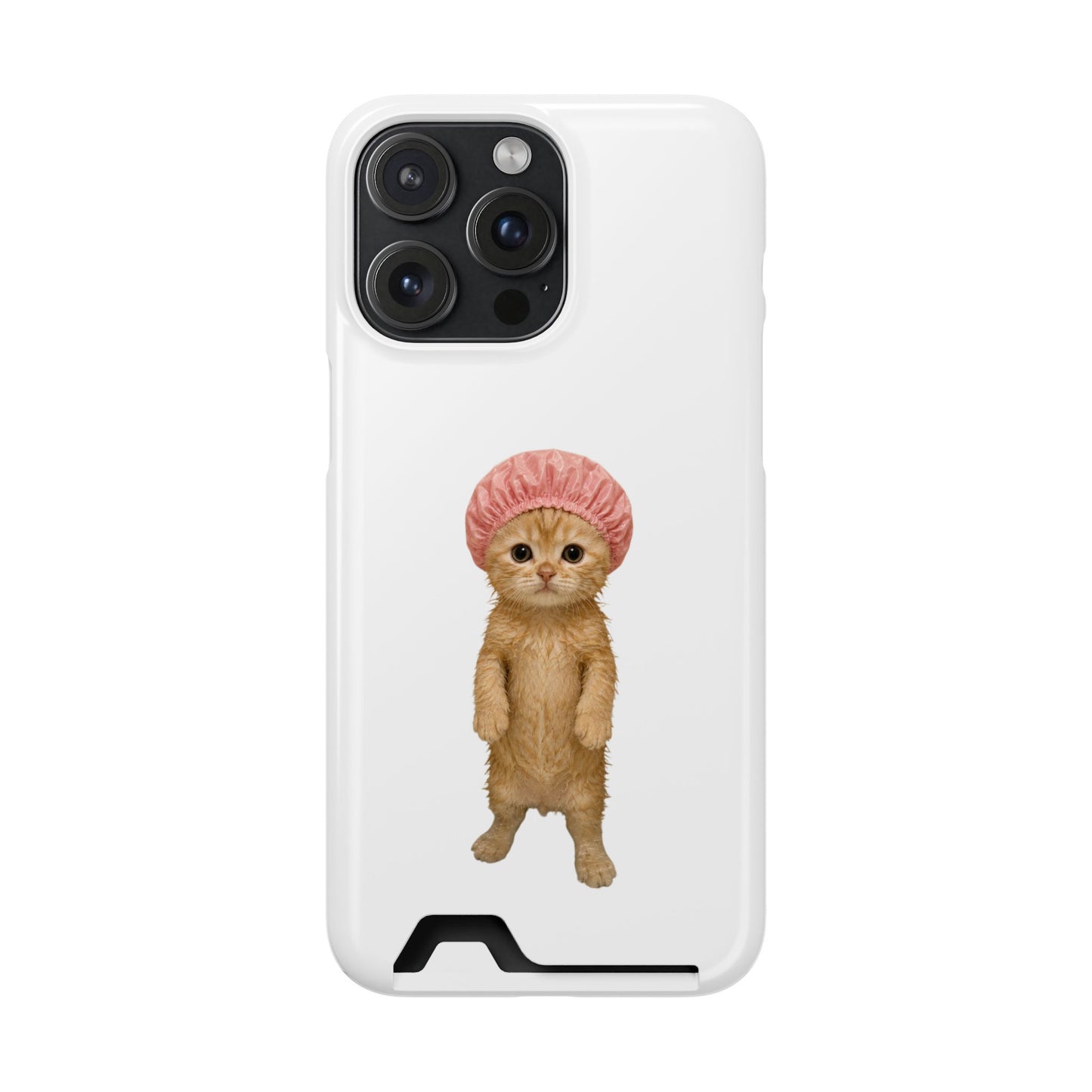 Cute Cat Shower Cap Phone Card Case
