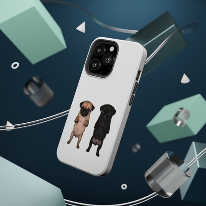 Cute Standing Pug Duo Magnetic Impact-Resistant Phone Case