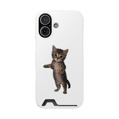 Cute Standing Kitten Phone Case with Card Holder
