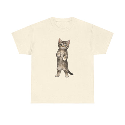 Standing Tabby Kitten T-Shirt — Cute Cat Graphic Tee for Cat Lovers