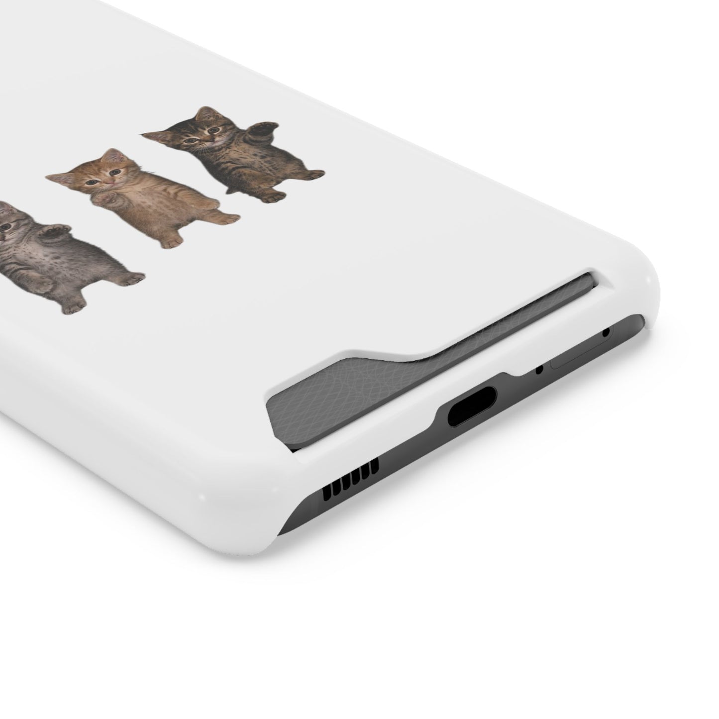 Cute Trio Kittens Phone Case with Card Holder