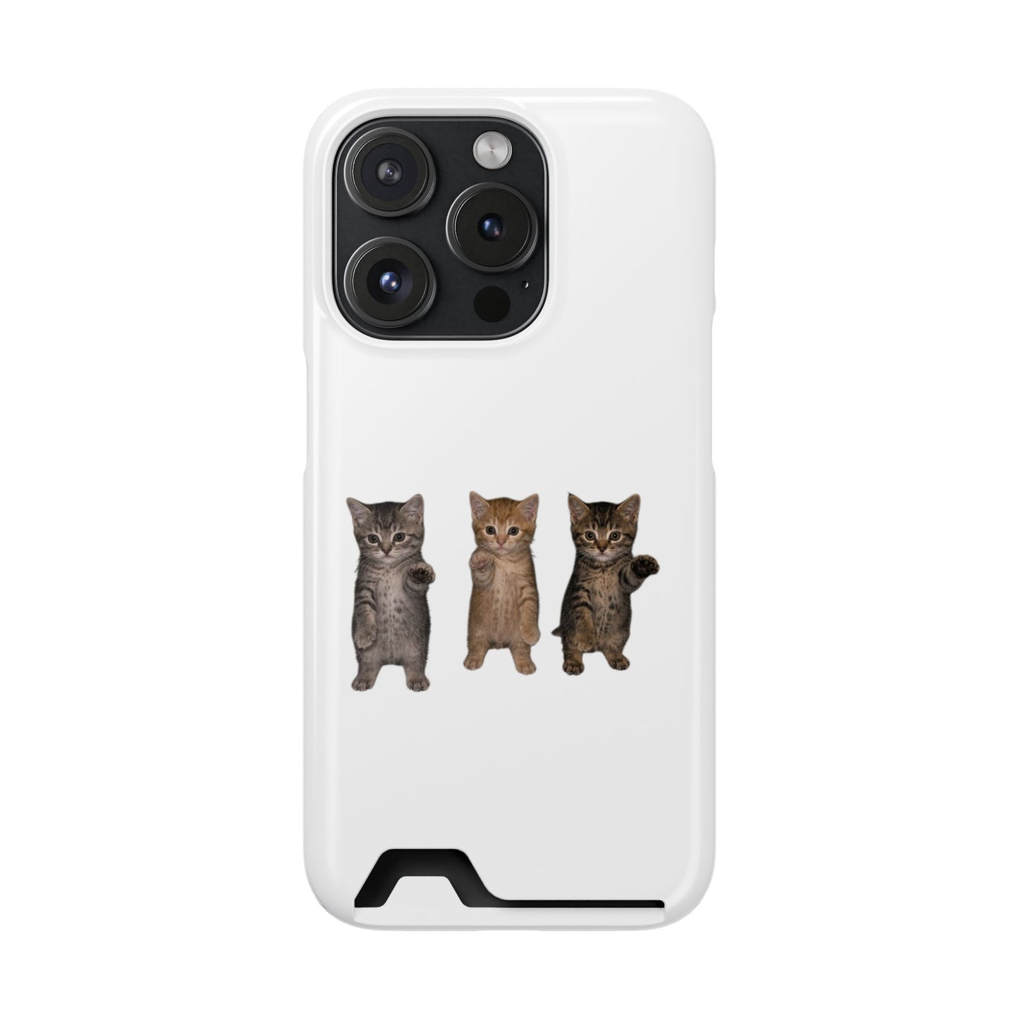 Cute Trio Kittens Phone Case with Card Holder