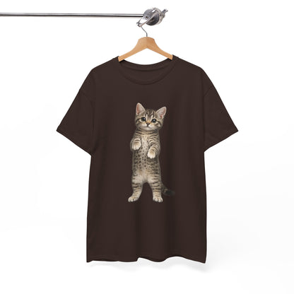 Standing Tabby Kitten T-Shirt — Cute Cat Graphic Tee for Cat Lovers