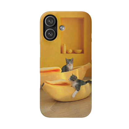 Cat Cozy Phone Case – Cute Kittens in Yellow Living Room Snap Case