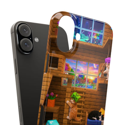 Minecraft Cozy Treehouse Slim Phone Case — Gamer Pixel Cabin Design