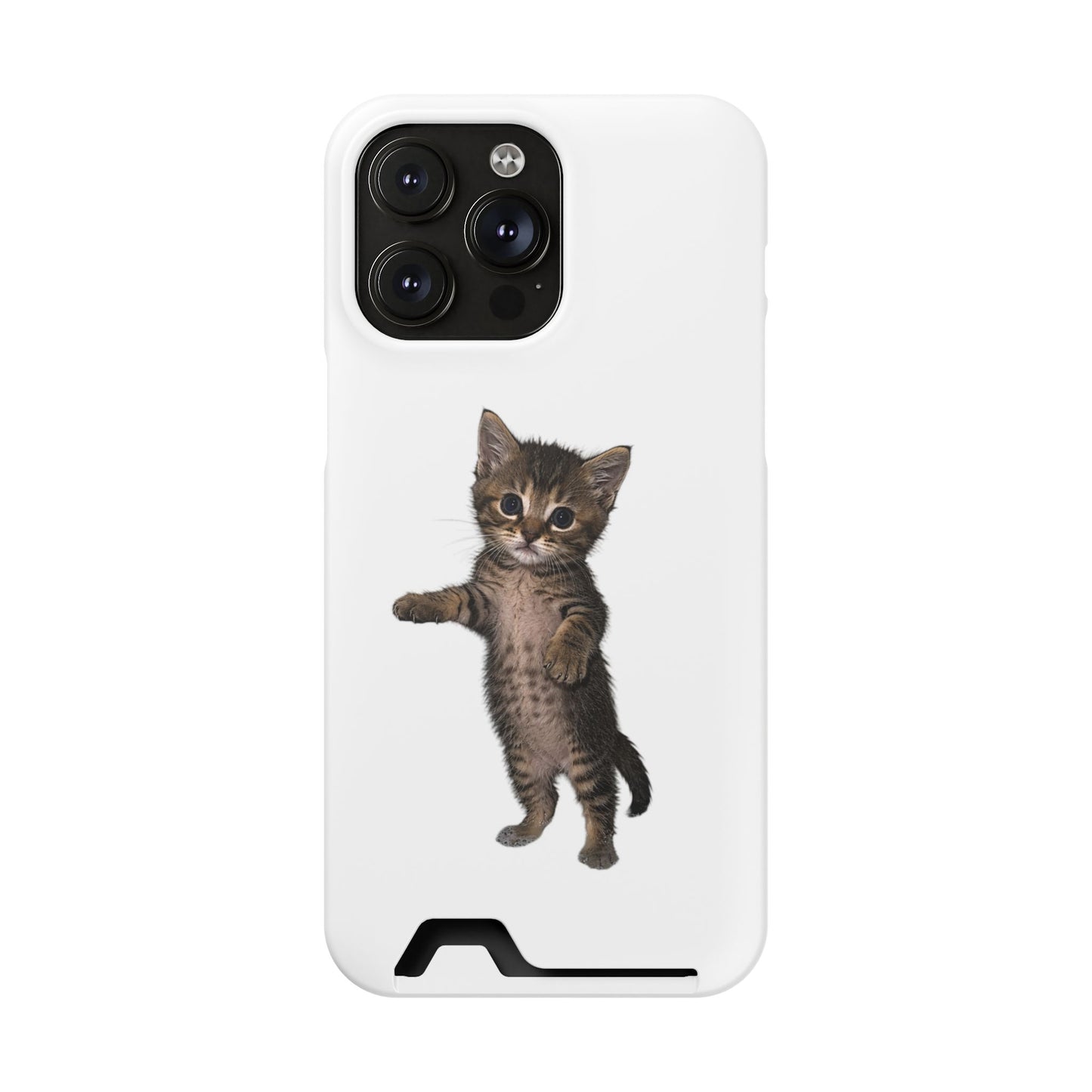 Cute Standing Kitten Phone Case with Card Holder