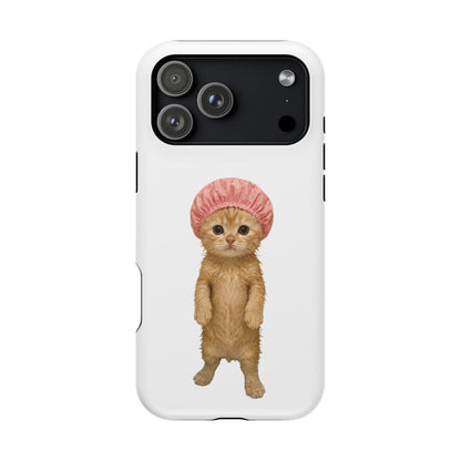 Cute Kitten in Shower Cap Magnetic Impact-Resistant Phone Case
