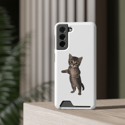 Cute Standing Kitten Phone Case with Card Holder