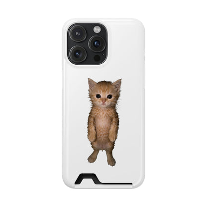 Cute Standing Kitten Phone Case with Card Holder
