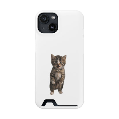 Cute Standing Kitten Phone Case with Card Holder