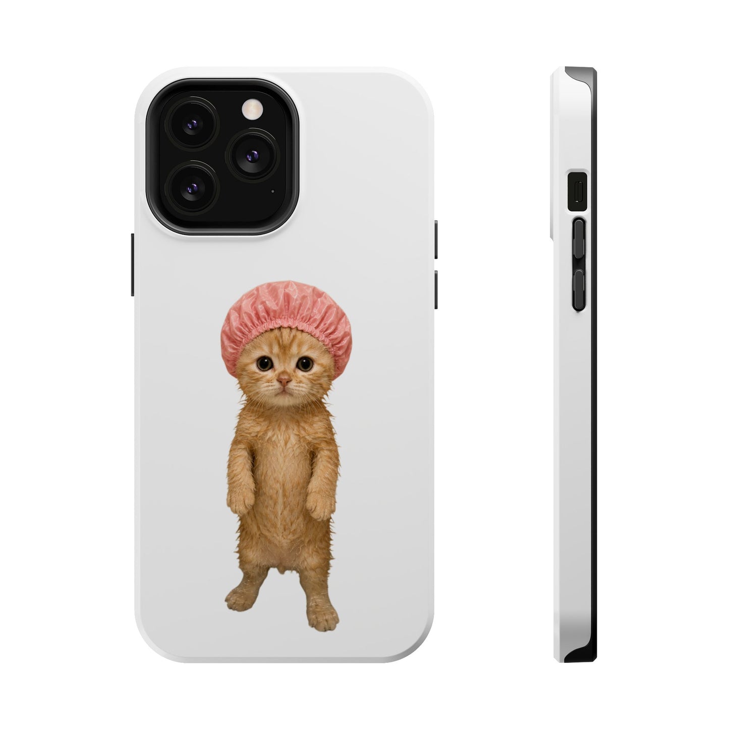 Cute Kitten in Shower Cap Magnetic Impact-Resistant Phone Case