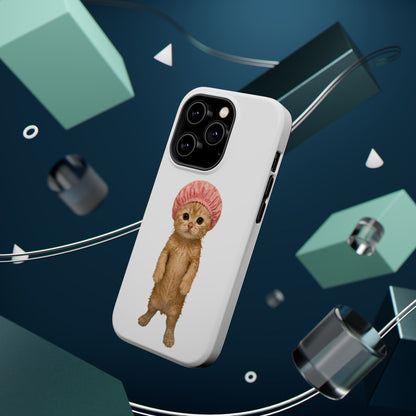 Cute Kitten in Shower Cap Magnetic Impact-Resistant Phone Case