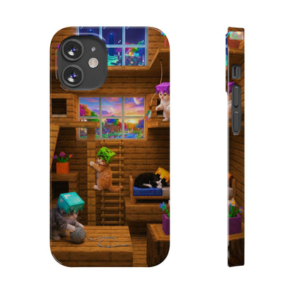 Minecraft Cozy Treehouse Slim Phone Case — Gamer Pixel Cabin Design