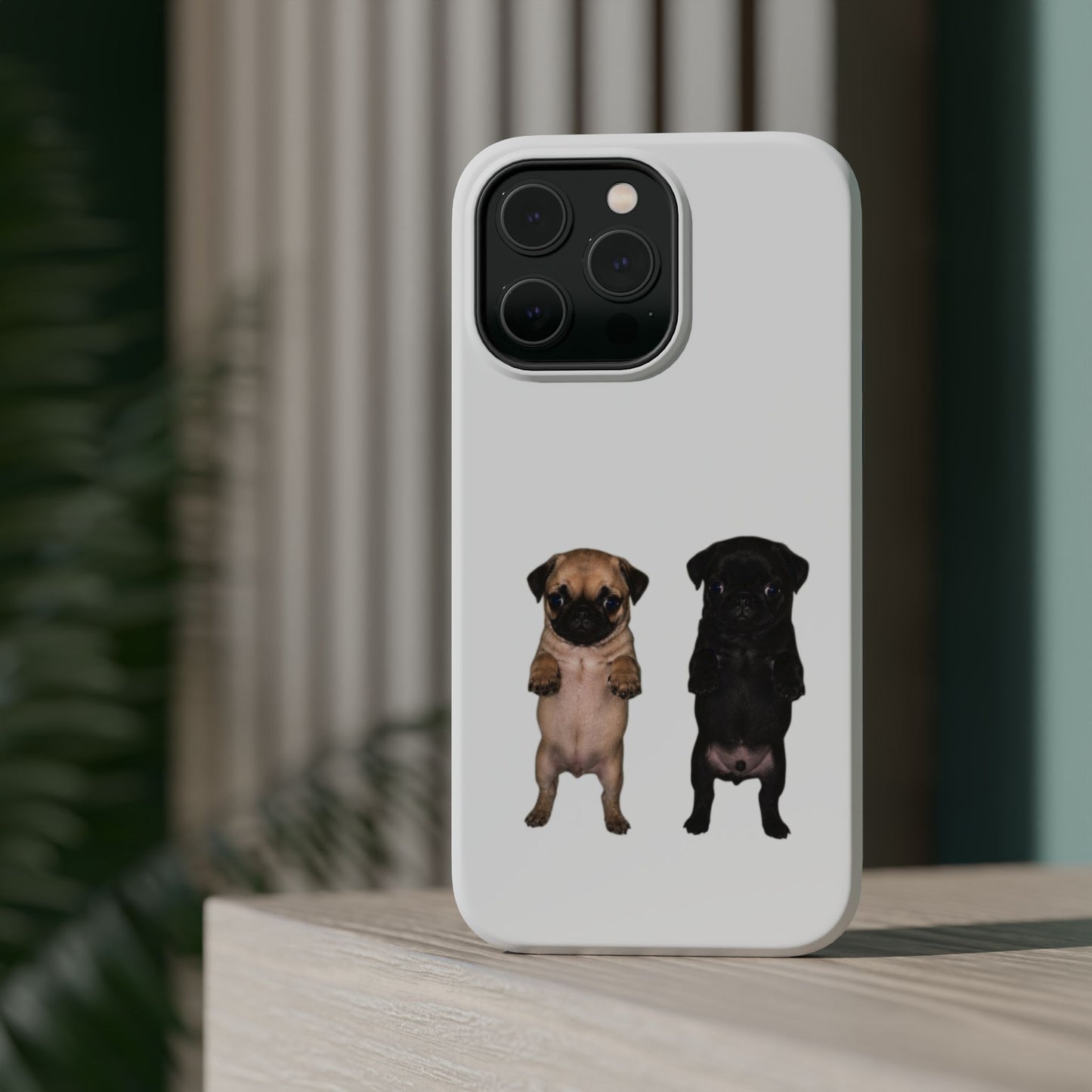 Cute Standing Pug Duo Magnetic Impact-Resistant Phone Case