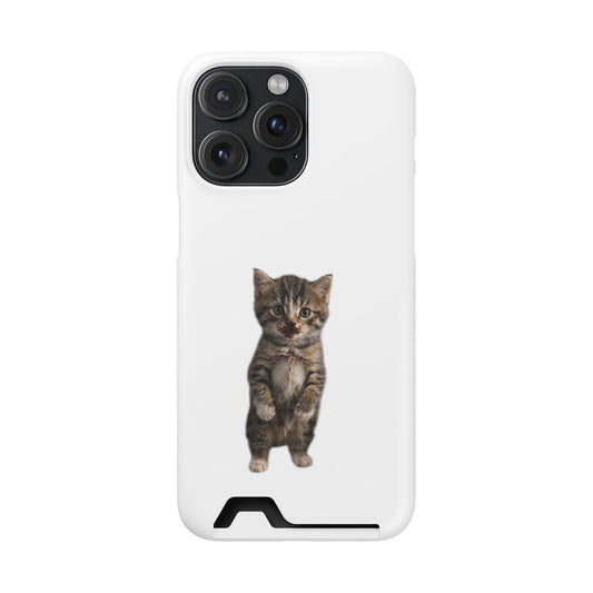 Cute Standing Kitten Phone Case with Card Holder
