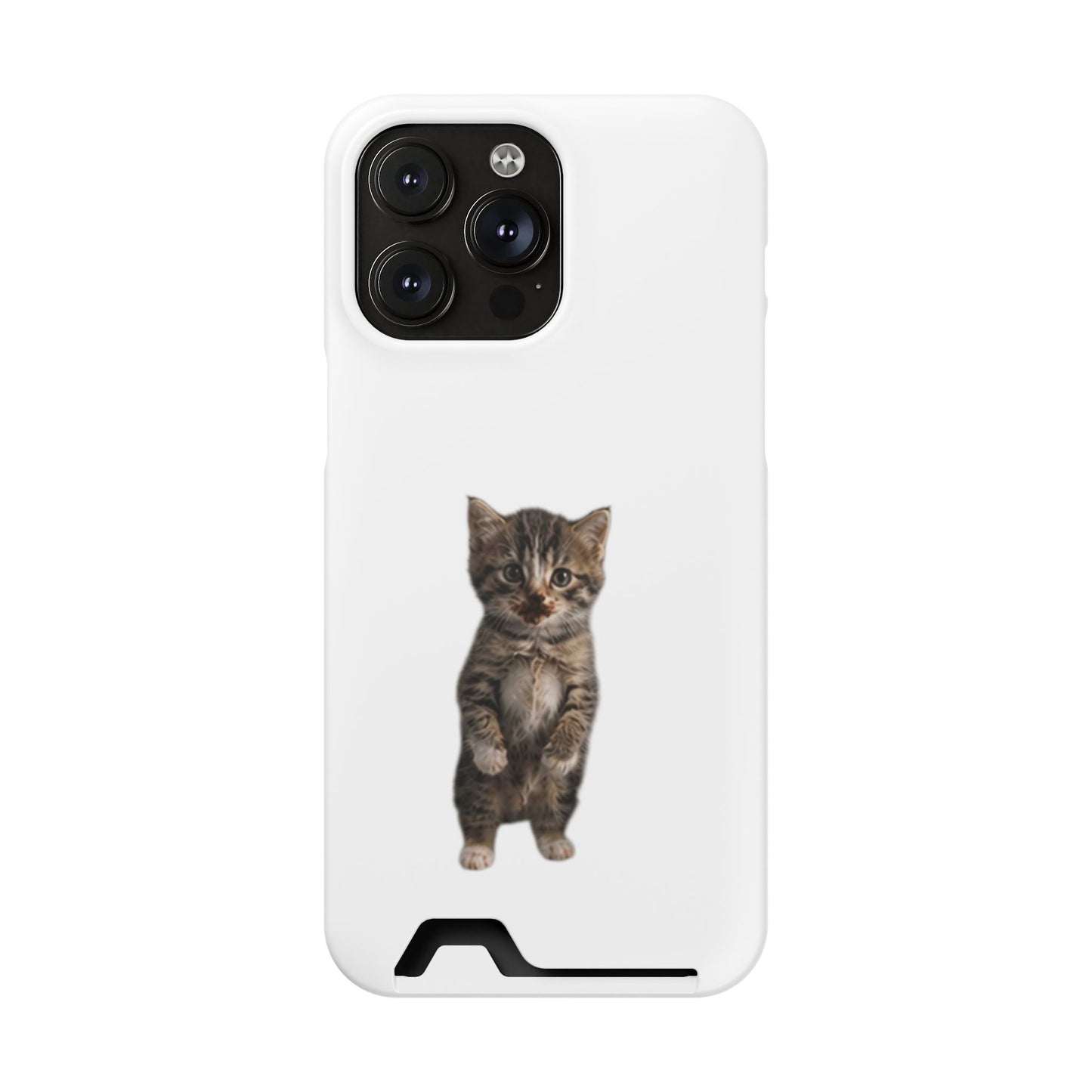 Cute Standing Kitten Phone Case with Card Holder