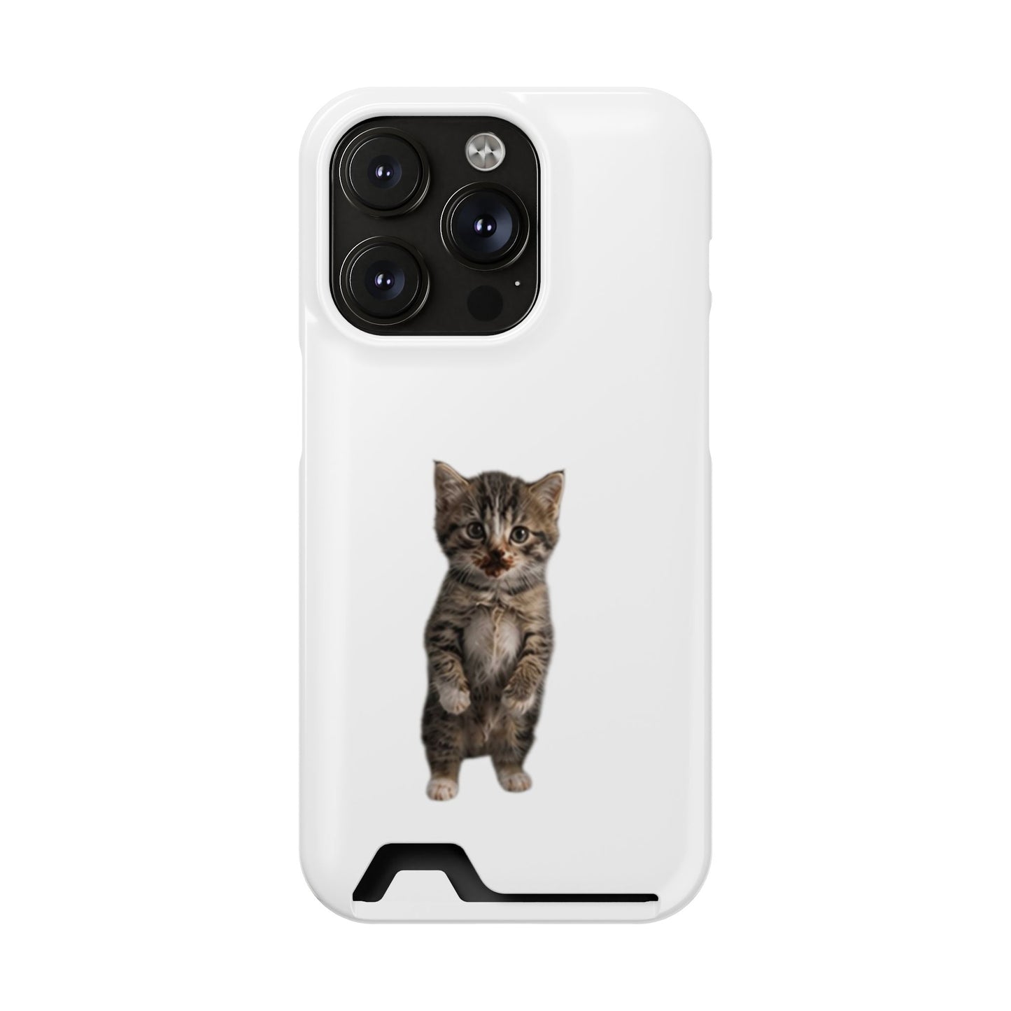 Cute Standing Kitten Phone Case with Card Holder