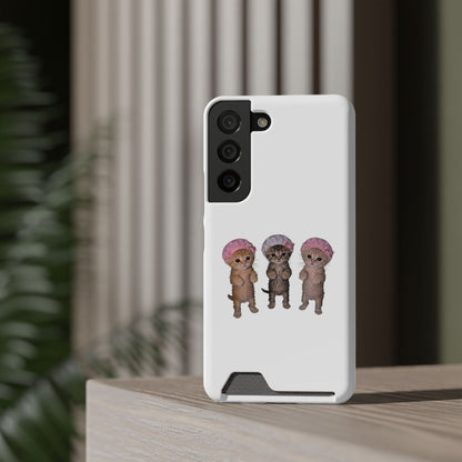 Cute Three Kittens Phone Case with Card Holder