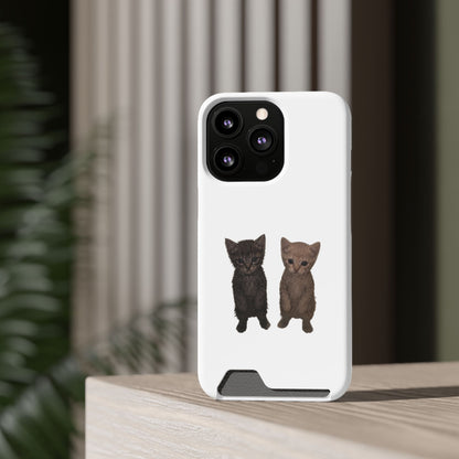 Cute Kitten Duo Phone Case with Card Holder