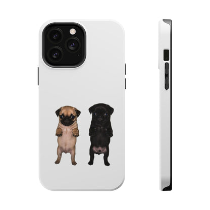 Cute Standing Pug Duo Magnetic Impact-Resistant Phone Case