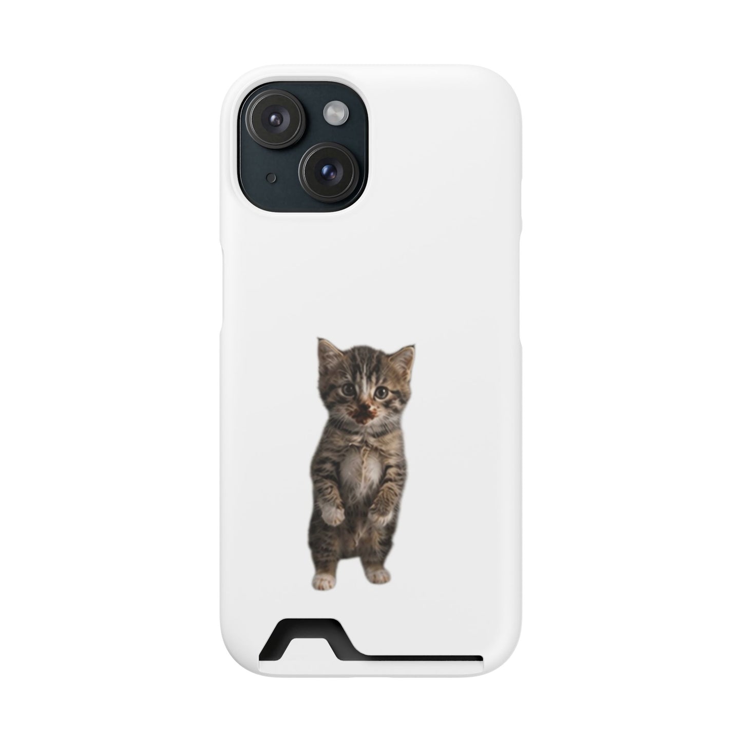 Cute Standing Kitten Phone Case with Card Holder