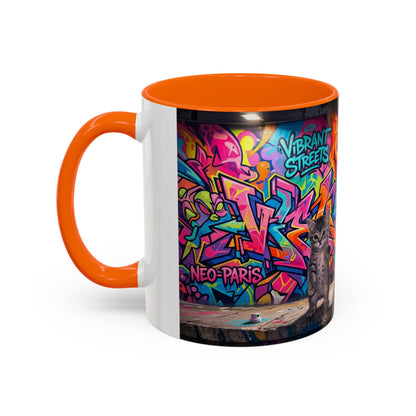 Street Kitties Graffiti Coffee Mug — Colorful Cat Art Accent Mug (11/15oz)