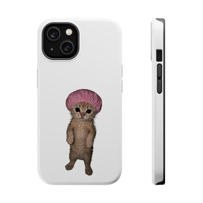 Cute Kitten in Shower Cap  Magnetic Impact-Resistant