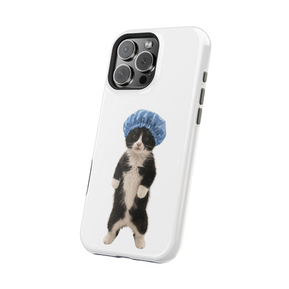 Cute Cat in Shower Cap Magnetic Impact-Resistant Phone Case