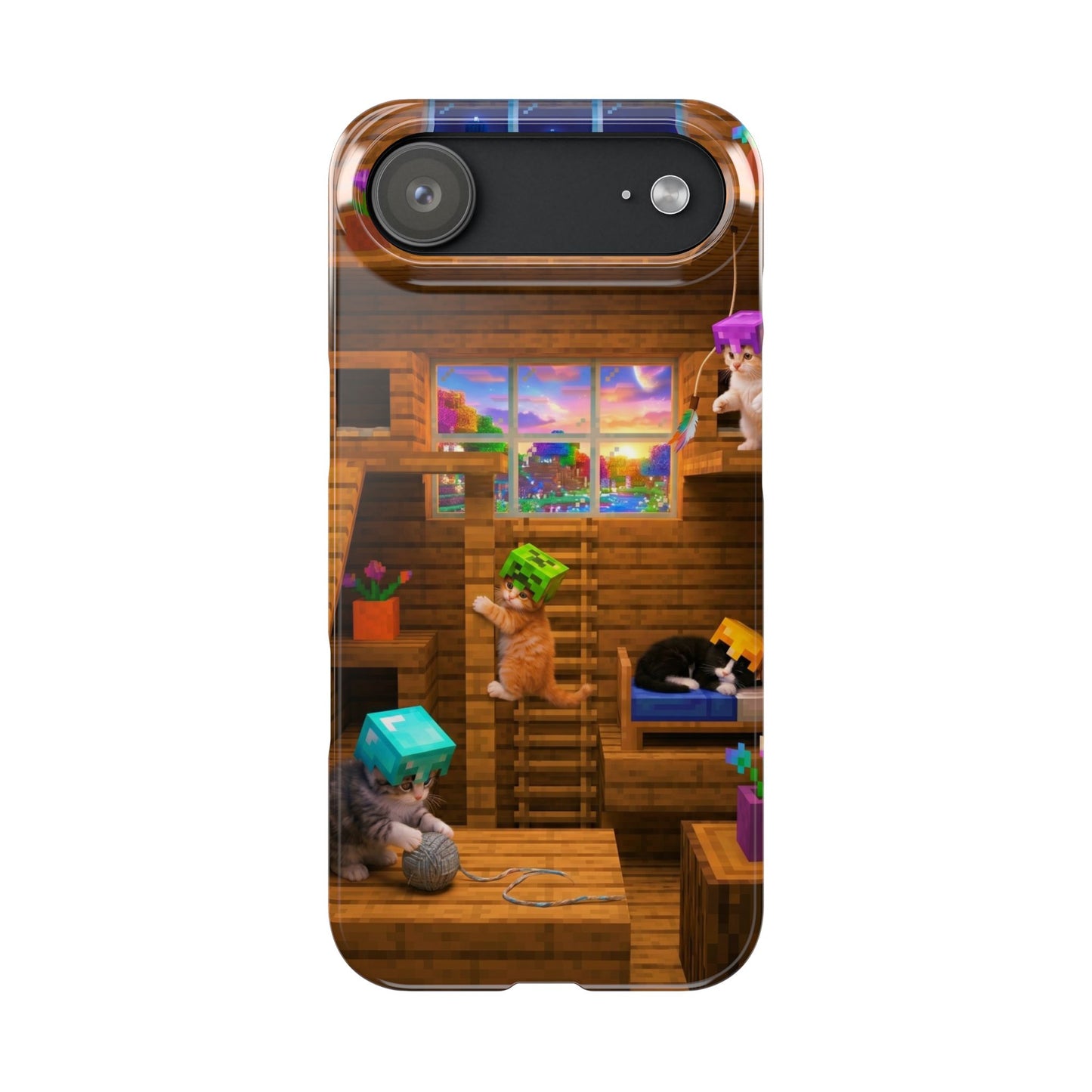 Minecraft Cozy Treehouse Slim Phone Case — Gamer Pixel Cabin Design