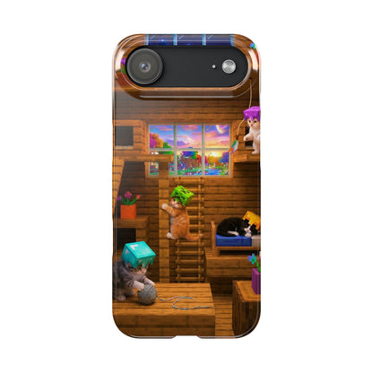 Minecraft Cozy Treehouse Slim Phone Case — Gamer Pixel Cabin Design