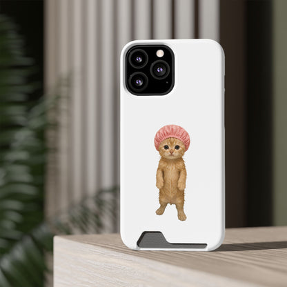 Cute Cat Shower Cap Phone Card Case