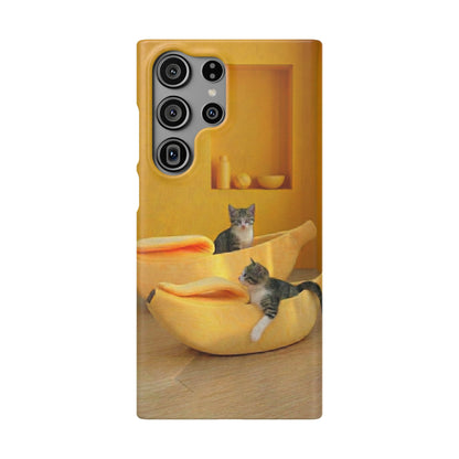 Cat Cozy Phone Case – Cute Kittens in Yellow Living Room Snap Case
