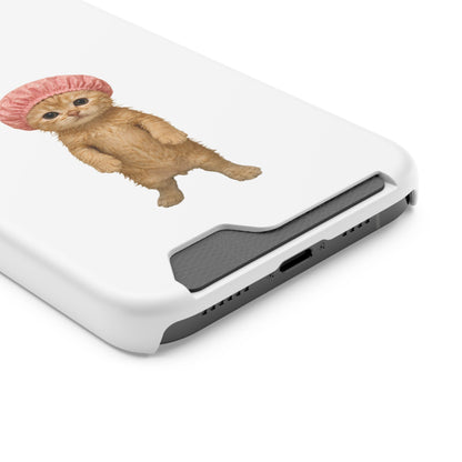 Cute Cat Shower Cap Phone Card Case