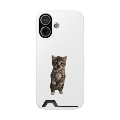 Cute Standing Kitten Phone Case with Card Holder