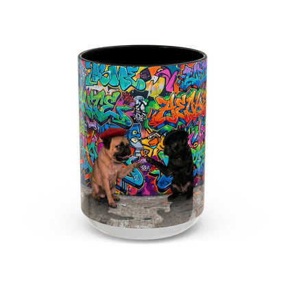 Graffiti Pug Coffee Mug — Colorful Street Art Accent Mug (11/15oz)