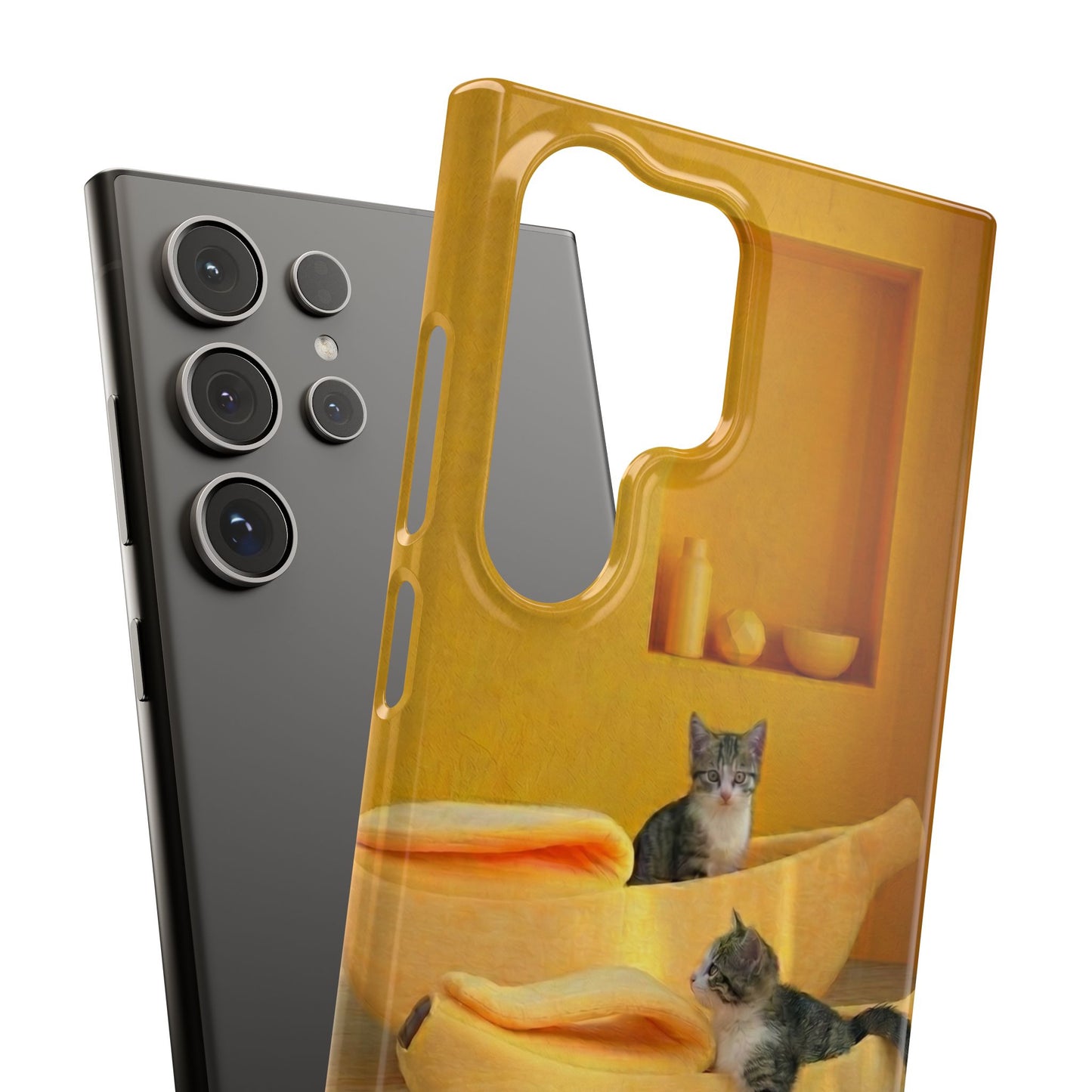 Cat Cozy Phone Case – Cute Kittens in Yellow Living Room Snap Case