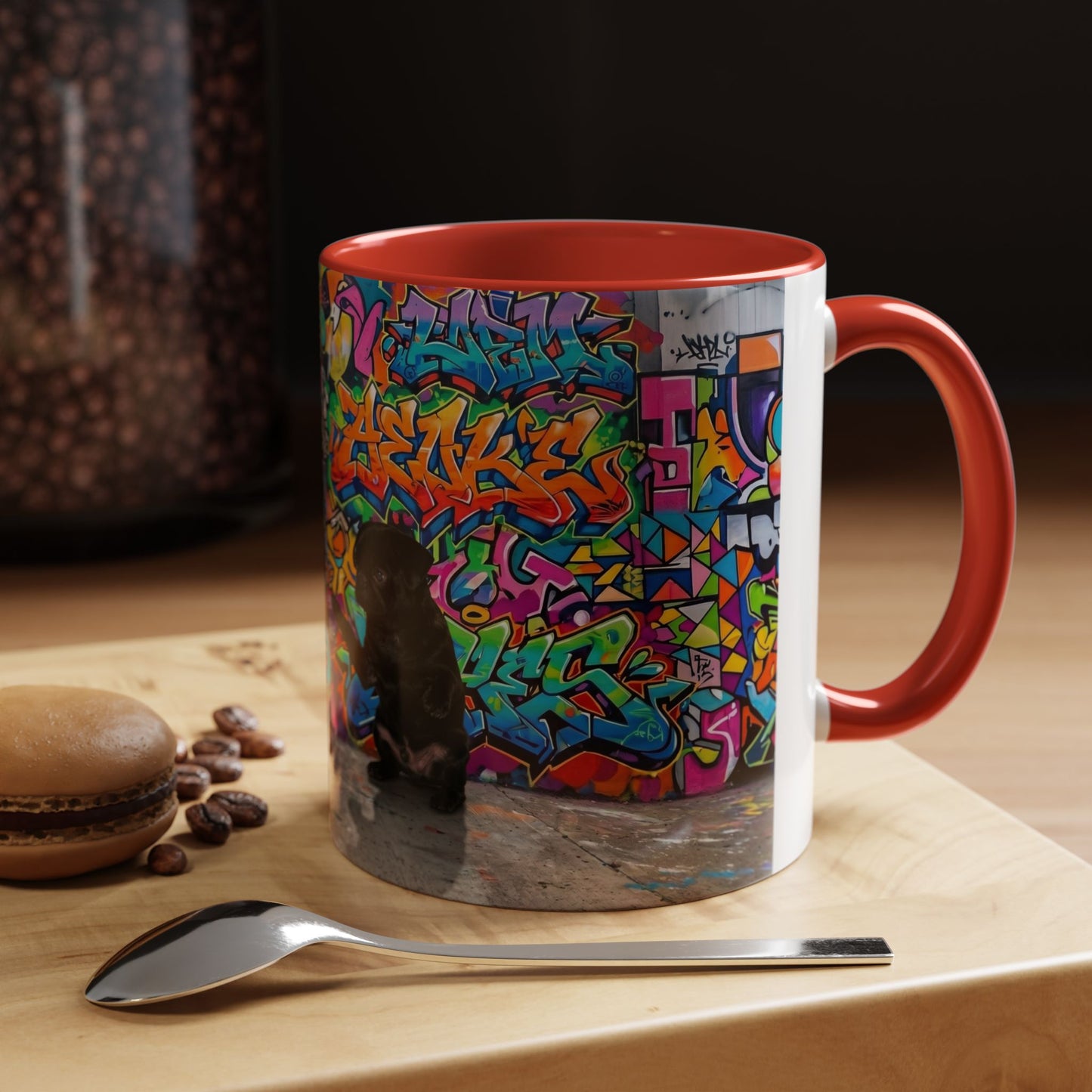 Graffiti Pug Coffee Mug — Colorful Street Art Accent Mug (11/15oz)