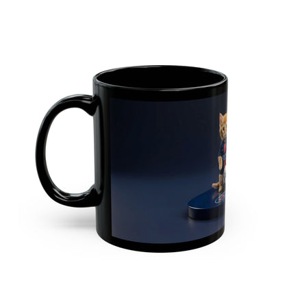 Soccer Cats Black Mug — Cute Football Kit Kittens Coffee Cup (11oz/15oz)
