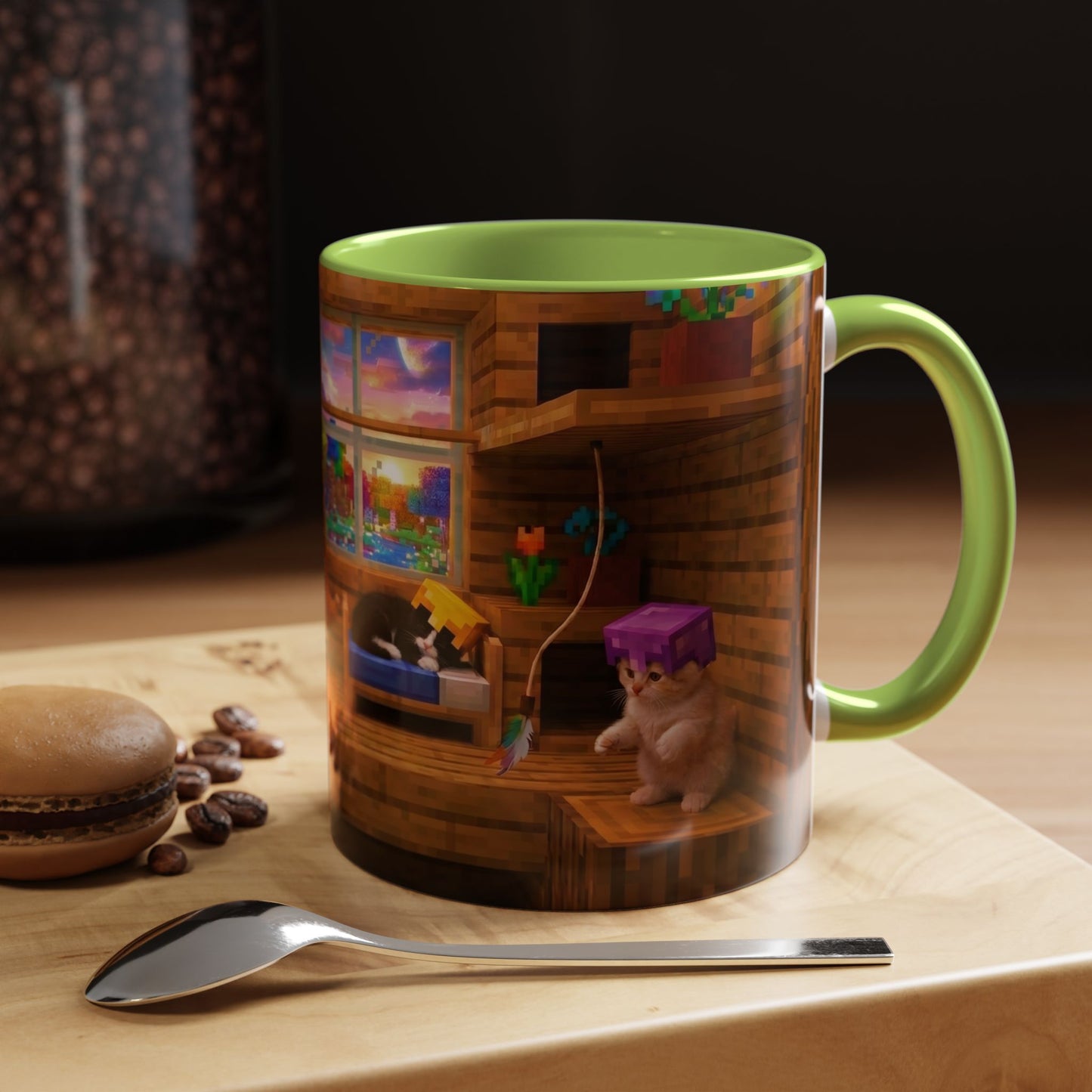 Cozy Cat Tree Accent Coffee Mug — Cute Kitten Window Scene (11/15 oz)