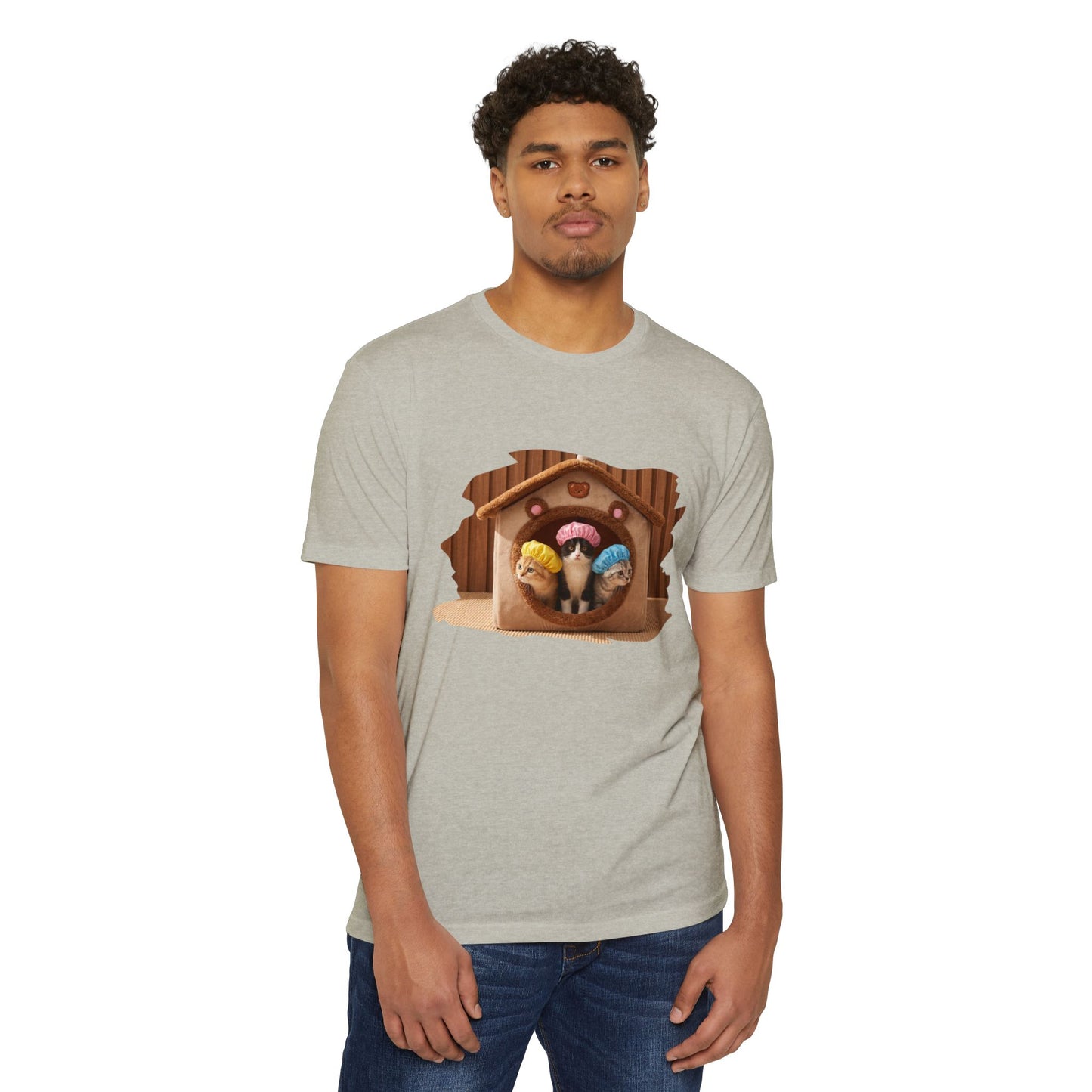Cute Birdhouse T-Shirt — Three Cartoon Birds in Nest