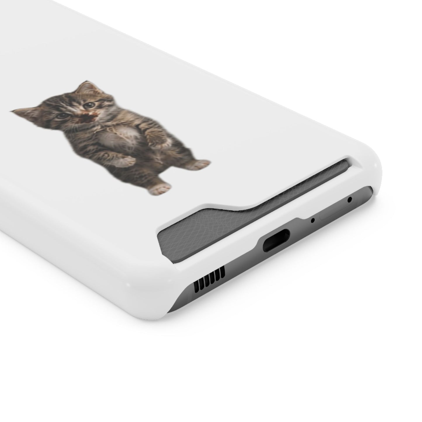 Cute Standing Kitten Phone Case with Card Holder