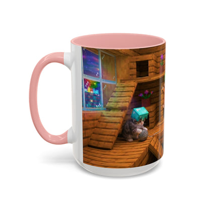 Cozy Cat Tree Accent Coffee Mug — Cute Kitten Window Scene (11/15 oz)