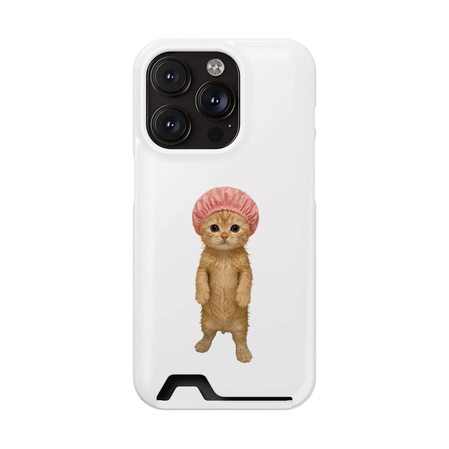Cute Cat Shower Cap Phone Card Case